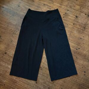 Athleta black wide leg leggings with side slits